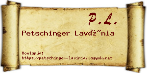 Petschinger Lavínia névjegykártya